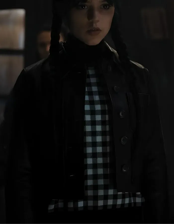Wednesday Jenna Ortega (Wednesday Addams) Black Leather Jacket Wednesday Jenna Ortega (Wednesday Addams) Black Leather Jacket
