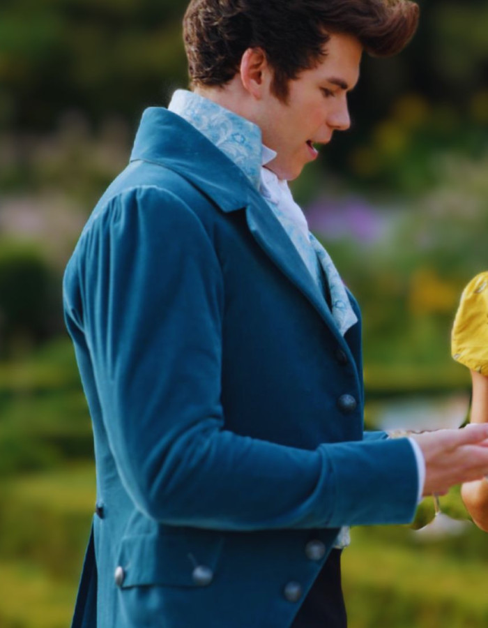 Bridgerton Luke Newton (Colin Bridgerton) Blue Velvet Tailcoat