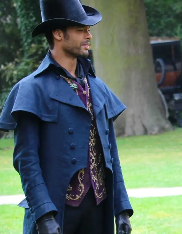 Bridgerton S02 Rege-jean (Simon Basset) Blue Wool Duster Coat