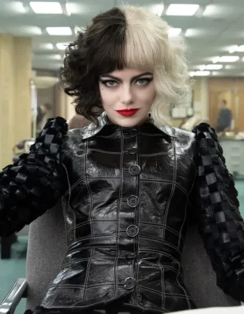 Cruella 2021 Emma Stone (Estella) Black Leather Jacket
