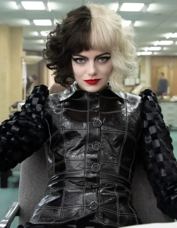 Cruella 2021 Emma Stone (Estella) Black Leather Jacket Cruella 2021 Emma Stone (Estella) Black Leather Jacket