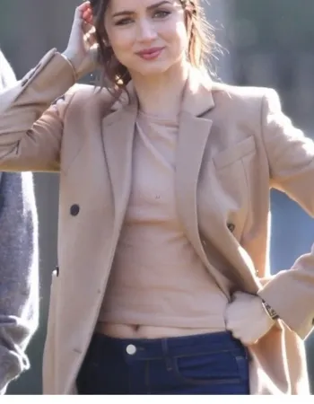Deep Water 2022 Ana De Armas (Melinda) Beige Wool Coat