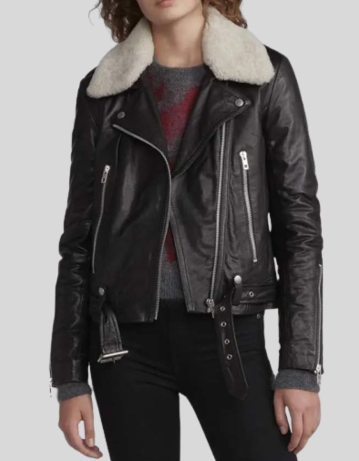 Love Life Zoe Chao (Sara Yang) Black Motorcycle Leather Jacket