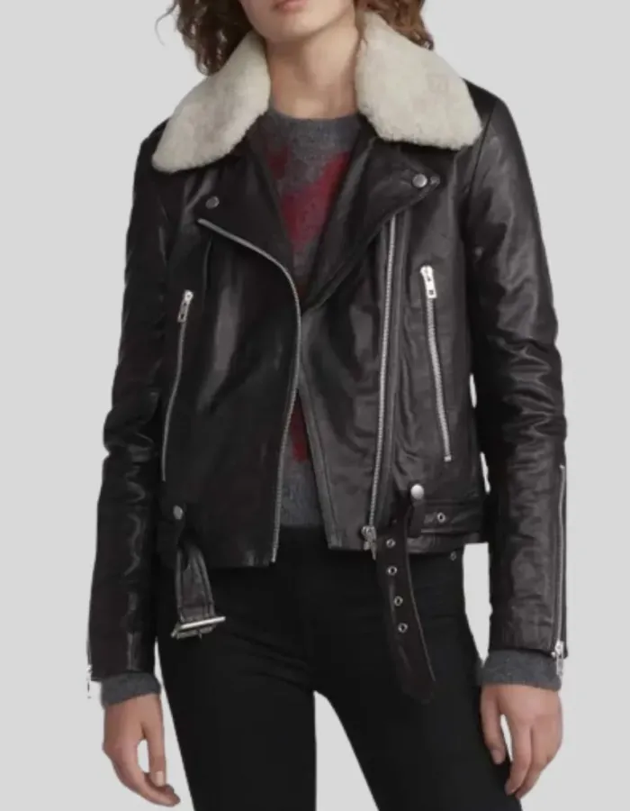 Love Life Zoe Chao (Sara Yang) Black Motorcycle Leather Jacket