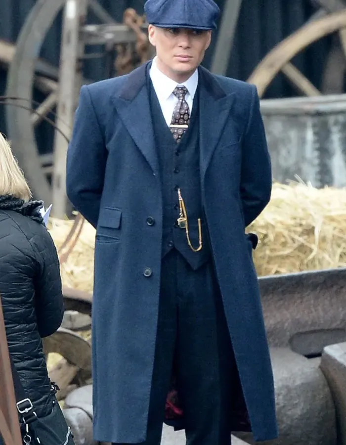 Peaky Blinders S5 Cillian Murphy (Thomas Shelby) Blue Wool Trench Coat