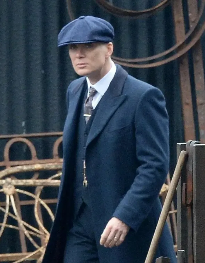 Peaky Blinders S5 Cillian Murphy (Thomas Shelby) Blue Wool Trench Coat