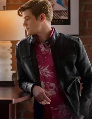 The Collective 2023 Lucas Till (Sam Alexander) Leather Black Jacket