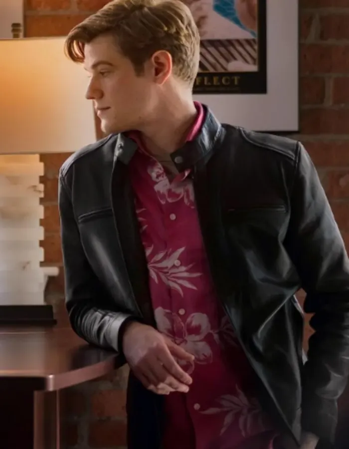 The Collective 2023 Lucas Till (Sam Alexander) Leather Black Jacket The Collective 2023 Lucas Till (Sam Alexander) Leather Black Jacket