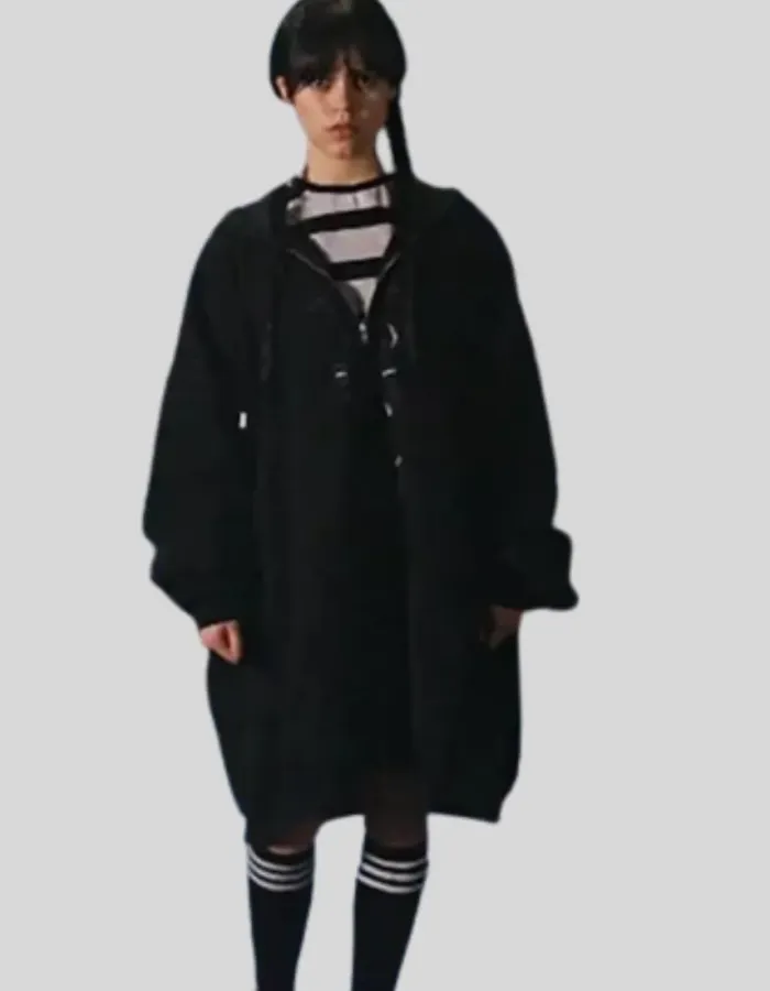 Wednesday Jenna Ortega (Wednesday Addams) Black Fleece Hoodie