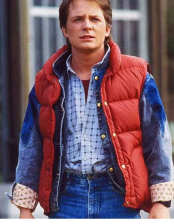 Back to the Future Michael Fox (Marty McFly) Puffer Red Parachute Vest