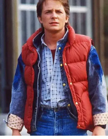 Back to the Future Michael Fox (Marty McFly) Puffer Red Parachute Vest