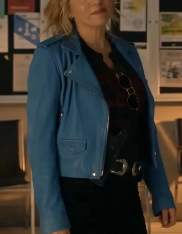 Big Sky S3 Katheryn Winnick (Jenny Hoyt) Blue Leather Jacket