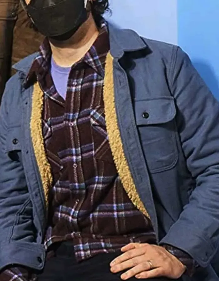 Flora and Son Joseph Gordon-levitt (Jeff) Blue Cotton Jacket