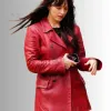 Madame Web 2024 Dakota Johnson (Madame Web) Maroon Leather Coat