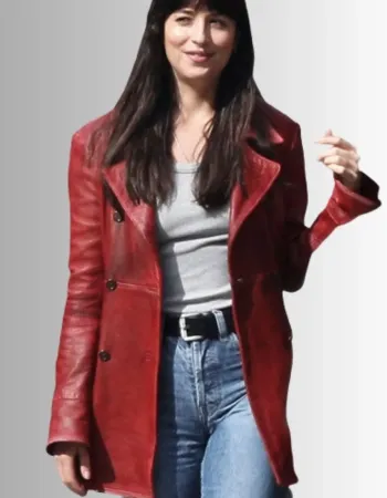 Madame Web 2024 Dakota Johnson (Madame Web) Maroon Leather Coat