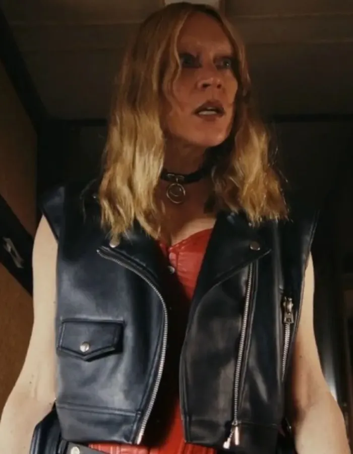 Poker Face 2023 Chloë Sevigny (Ruby Ruin) Black Leather Vest Poker Face 2023 Chloë Sevigny (Ruby Ruin) Black Leather Vest