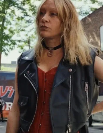 Poker Face 2023 Chloë Sevigny (Ruby Ruin) Black Leather Vest