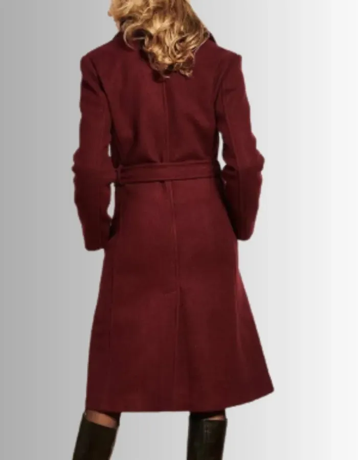 Simulant Jordana Brewster (Faye) Maroon Wool Coat
