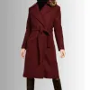 Simulant Jordana Brewster (Faye) Maroon Wool Coat