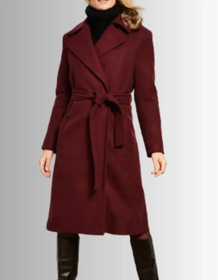 Simulant Jordana Brewster (Faye) Maroon Wool Coat