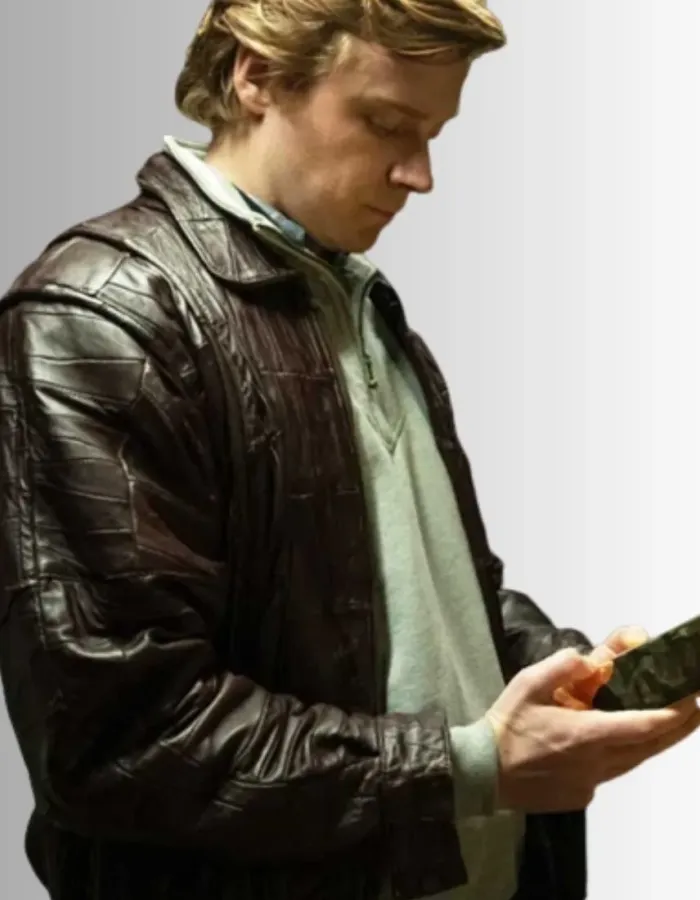 The Gold 2023 Jack Lowden (Kenneth Noye) Brown Leather Jacket