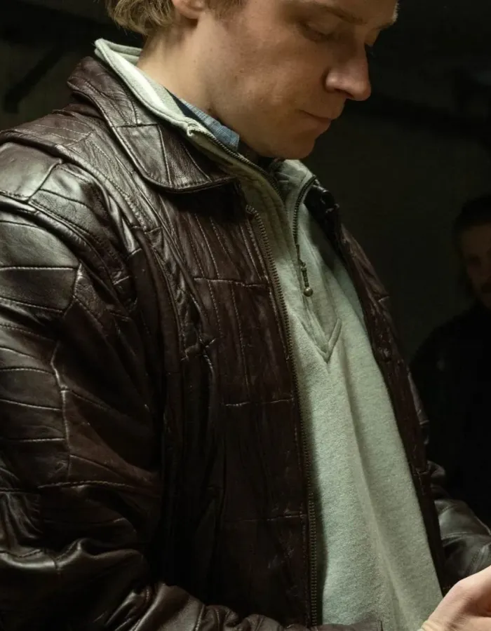 The Gold 2023 Jack Lowden (Kenneth Noye) Brown Leather Jacket
