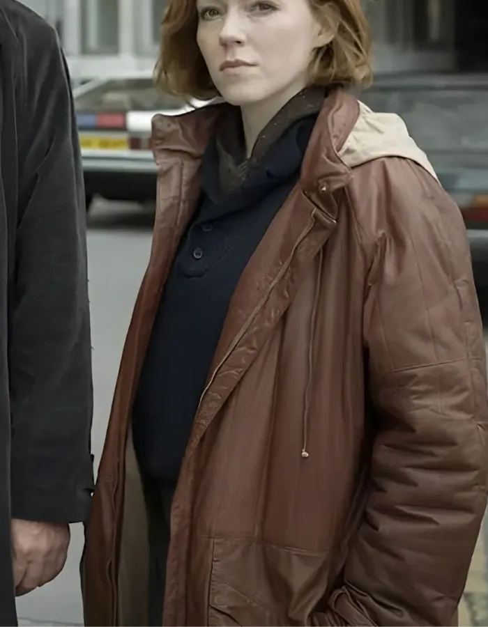 The Gold Charlotte Spencer (Nicki Jennings) Brown Leather Coat The Gold Charlotte Spencer (Nicki Jennings) Brown Leather Coat