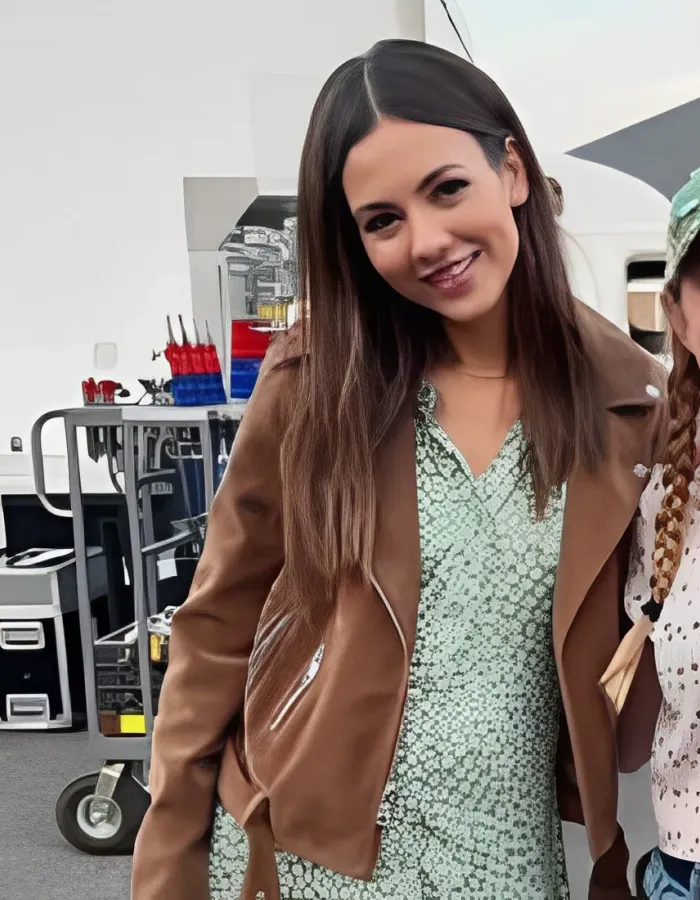 The Tutor 2023 Victoria Justice (Annie) Brown Leather Jacket