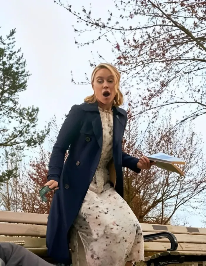 The Wedding Contract Becca Tobin (Rebecca) Blue Wool Coat