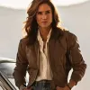 Top Gun Maverick Jennifer Connelly (Penny Benjamin) Brown Satin Jacket