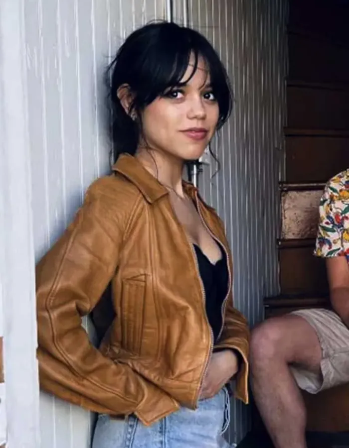 Finestkind Jenna Ortega Brown Leather Jacket Finestkind Jenna Ortega Brown Leather Jacket