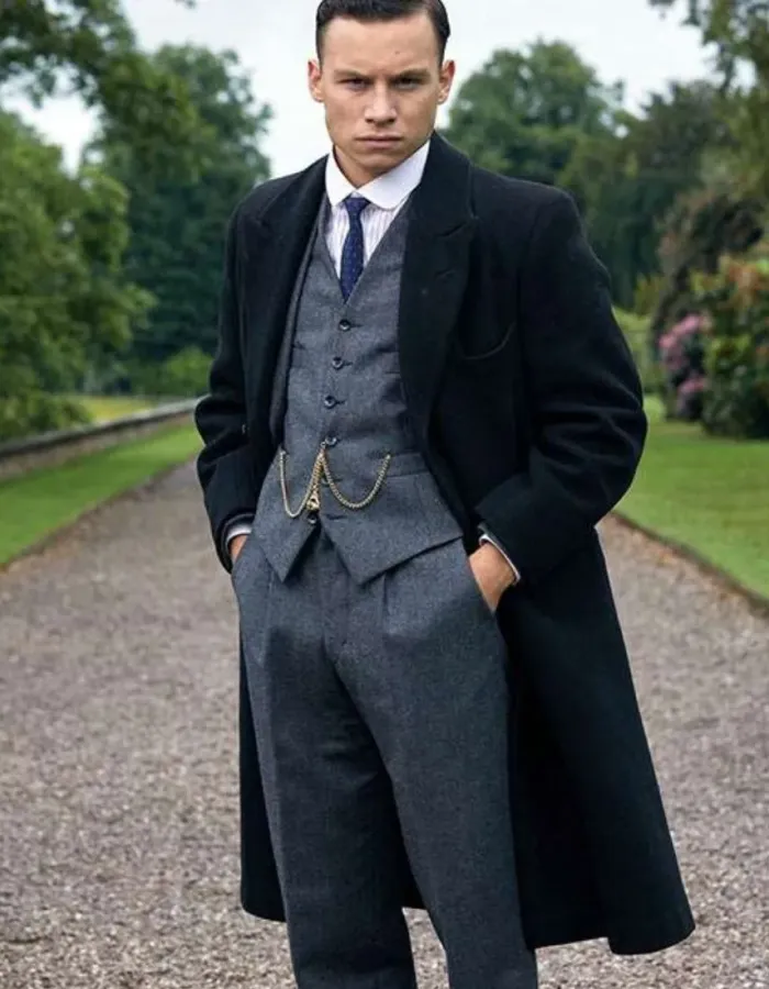 Peaky Blinders Finn Cole (Michael Gray) Black Wool Coat Peaky Blinders Finn Cole (Michael Gray) Black Wool Coat