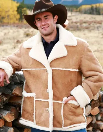 Marlboro Man Shearling Brown Suede Leather Jacket