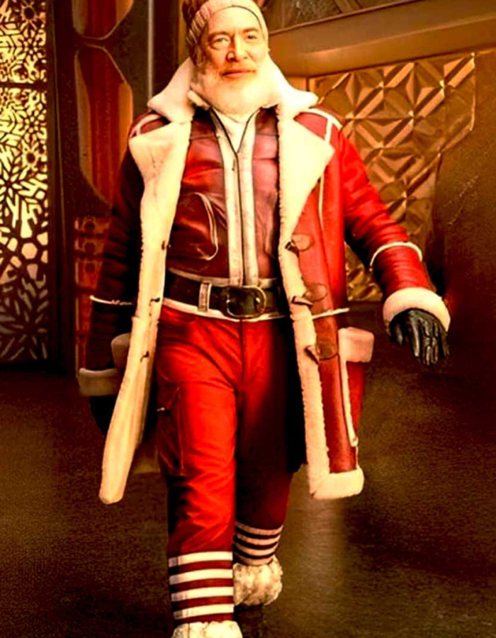 Red One J.k. Simmons Santa Claus Leather Coat