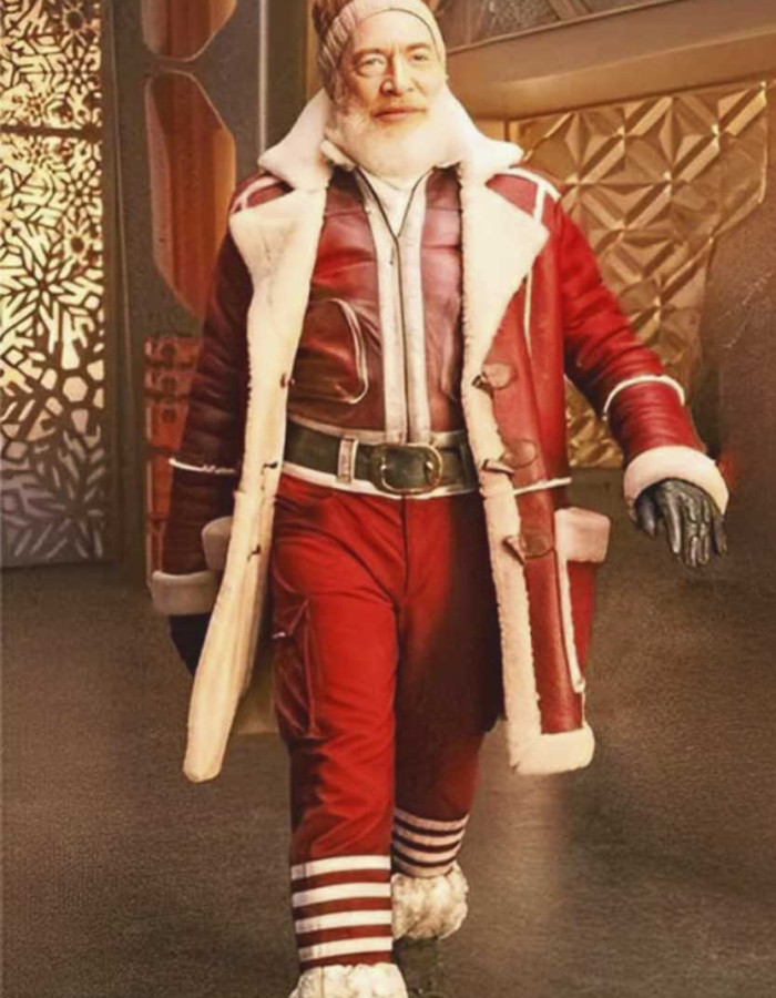 Red One J.k. Simmons Santa Claus Leather Coat