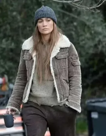 The Mother 2023 Jennifer Lopez (The Mother) Brown Shearling Jacket