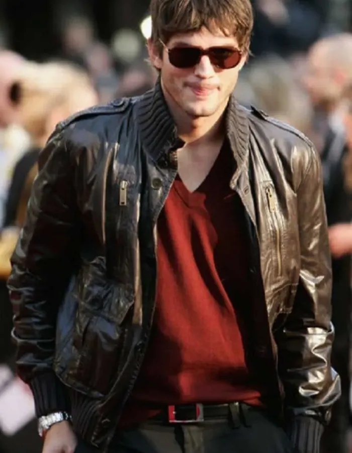 Your Place or Mine 2023 Ashton Kutcher (Peter Coleman) Brown Leather Jacket