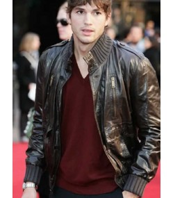 Your Place or Mine 2023 Ashton Kutcher (Peter Coleman) Brown Leather Jacket