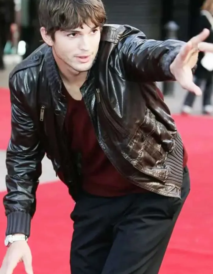 Your Place or Mine 2023 Ashton Kutcher (Peter Coleman) Brown Leather Jacket