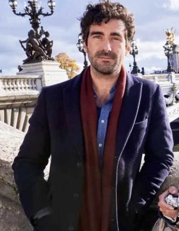 A Paris Proposal 2023 Nicholas Bishop (Sebastian Laurent) Blue Wool Coat
