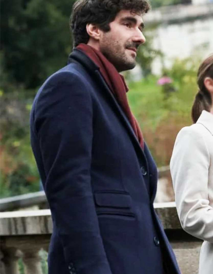 A Paris Proposal 2023 Nicholas Bishop (Sebastian Laurent) Blue Wool Coat A Paris Proposal 2023 Nicholas Bishop (Sebastian Laurent) Blue Wool Coat