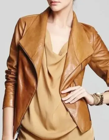 Virgin River S04 Alexandra Breckenridge Tan Brown Leather Jacket