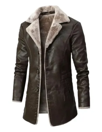 Argos Myth Brown Leather Trench Coat