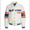 Avirex New York White Bomber Leather Jacket Avirex New York White Bomber Leather Jacket