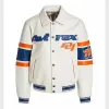 Avirex New York White Bomber Leather Jacket