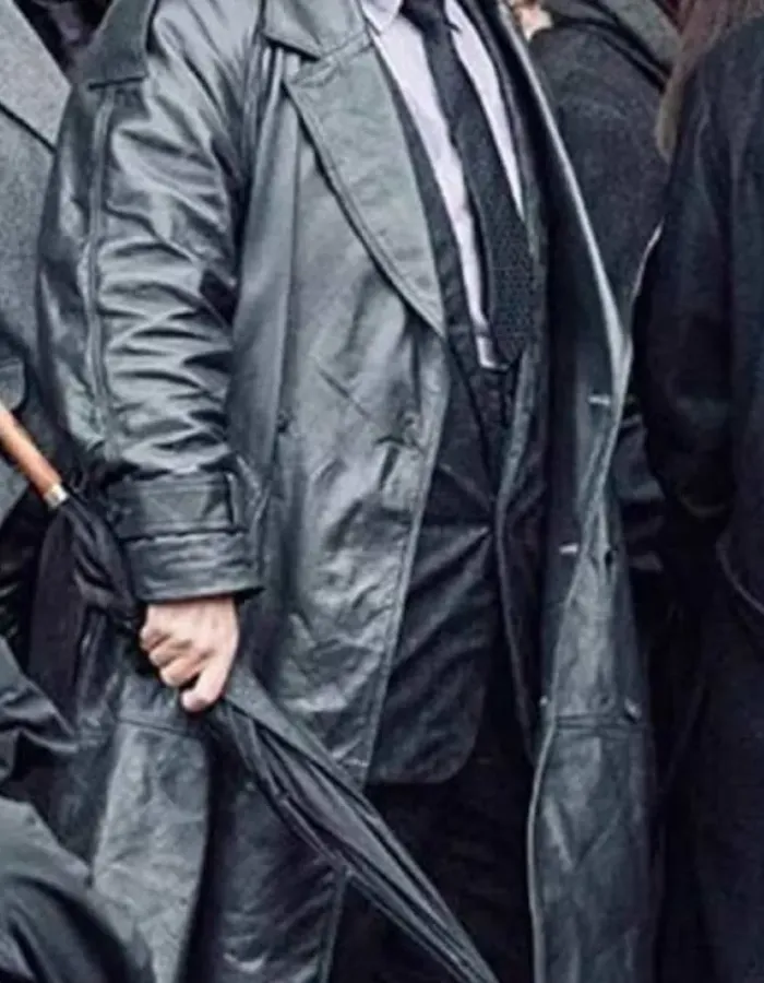 Batman the Penguin Double Breasted Black Leather Coat Batman the Penguin Double Breasted Black Leather Coat