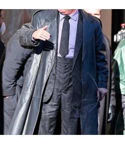 Batman the Penguin Double Breasted Black Leather Coat