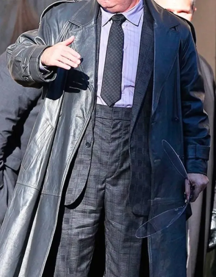 Batman the Penguin Double Breasted Black Leather Coat Batman the Penguin Double Breasted Black Leather Coat