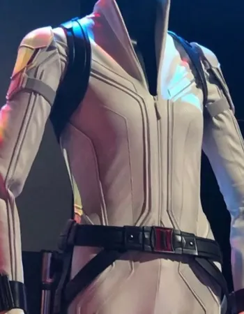 Black Widow Scarlett Johansson White Leather Jacket Black Widow Scarlett Johansson White Leather Jacket