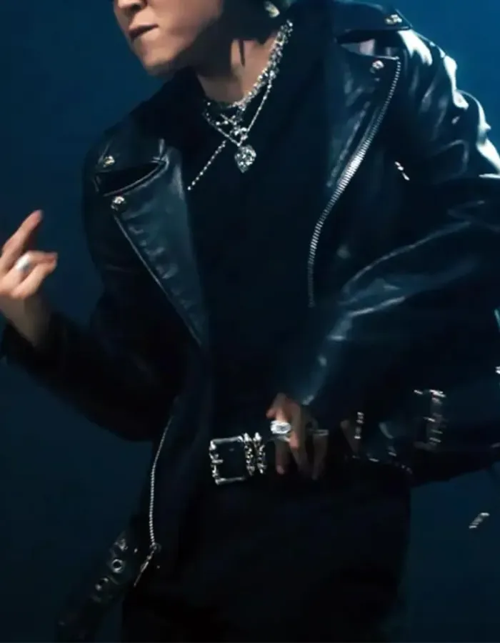 BTS Jimin VIBE Black Leather Jacket BTS Jimin VIBE Black Leather Jacket